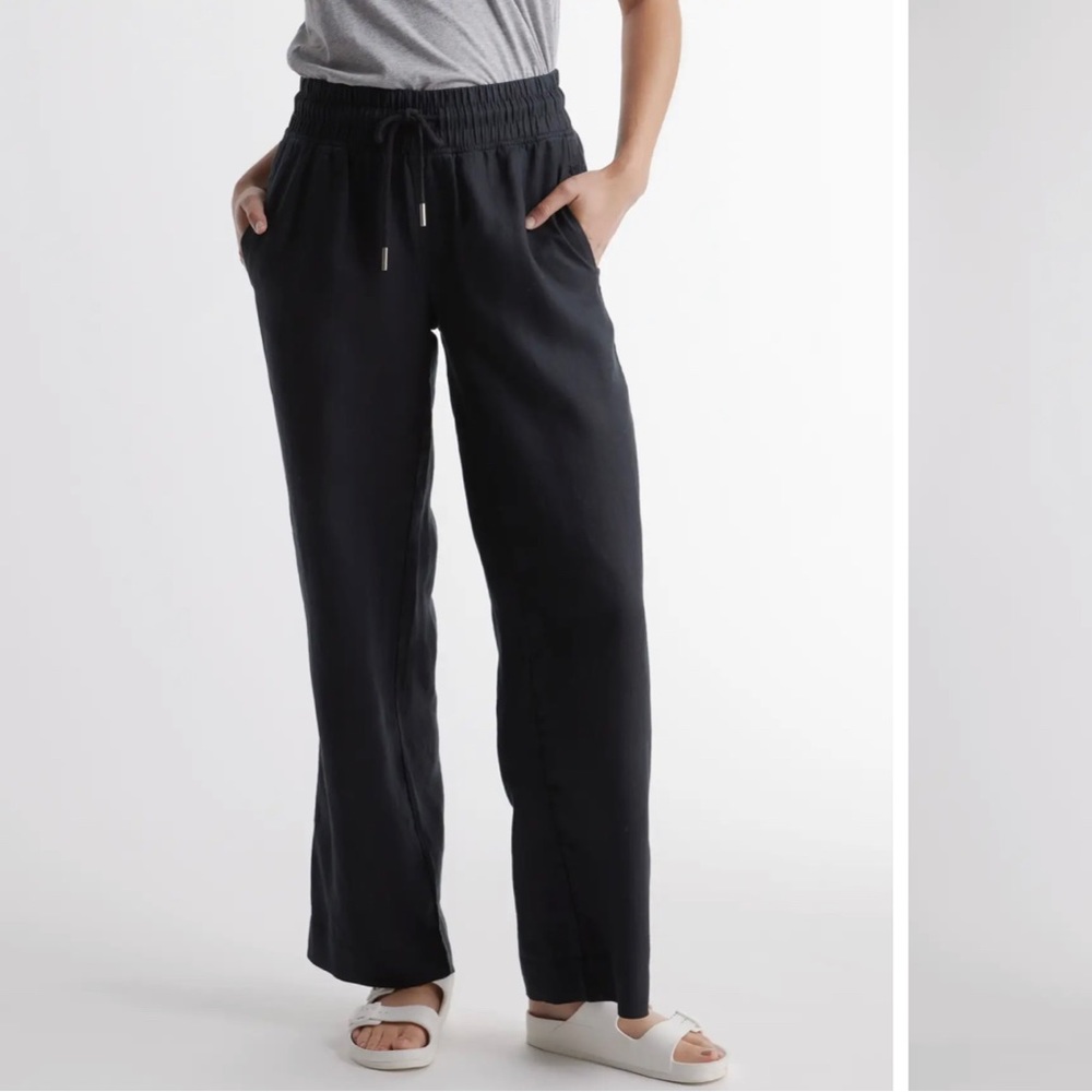 One Quince Black Linen Wide Leg Pants Sz S